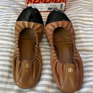 Tory Burch Brown and Black Flats